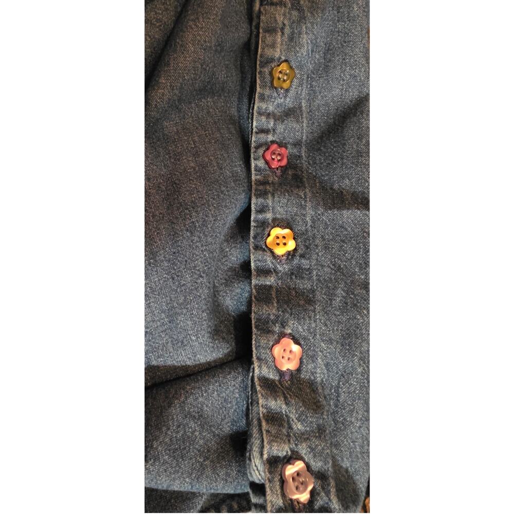 Lemon Grass  2pc denim button up 22W blouse with 2X Denim florals - Picture 9 of 9